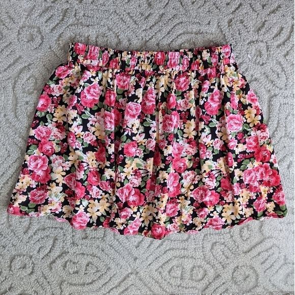 Floral impressionist vintage flower design mini skirt a siluhet Size M @K - Picture 2 of 5